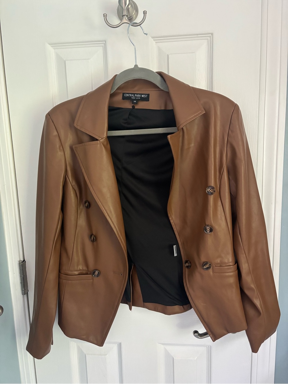 Central Park West Women's Vegan Leather Blazer - Cognac Brown